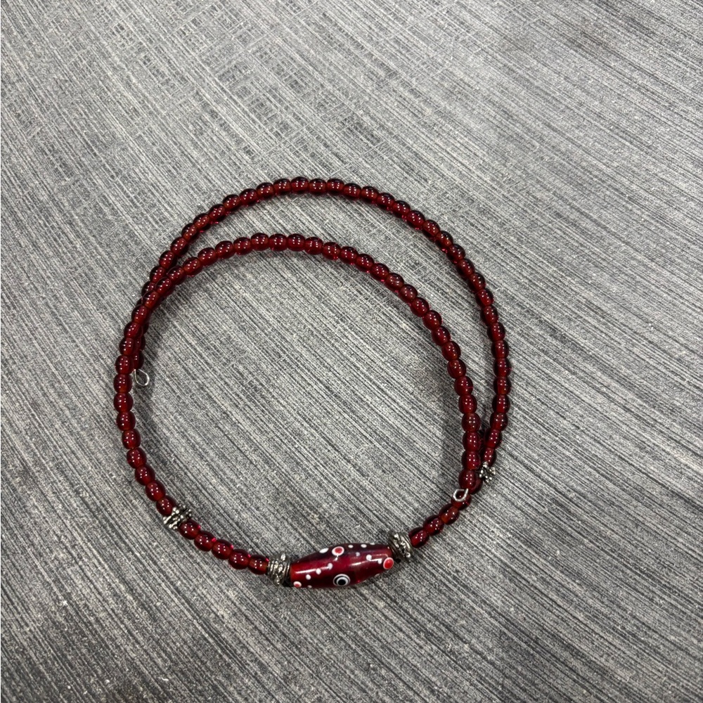 Fun Red Beaded Choker Necklace